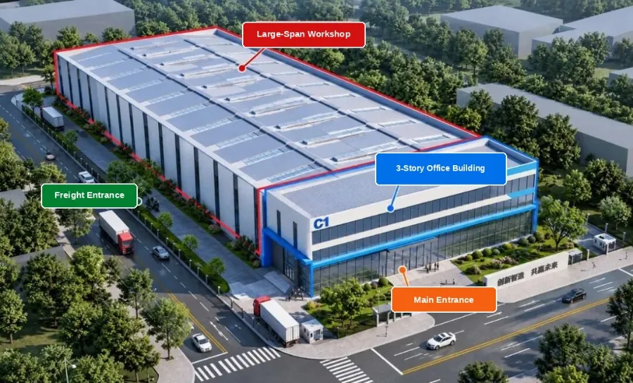 Clădiri industriale „în stil locomotivă”: biroul cu 3 etaje ar trebui să fie din oțel sau din beton?