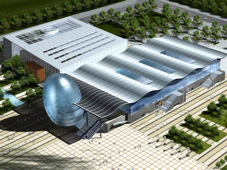 Sala de expoziții din oțel prefabricat cu deschidere lungă