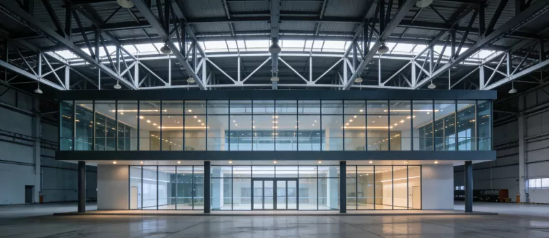 Sala de expoziții a întreprinderii cu structuri metalice