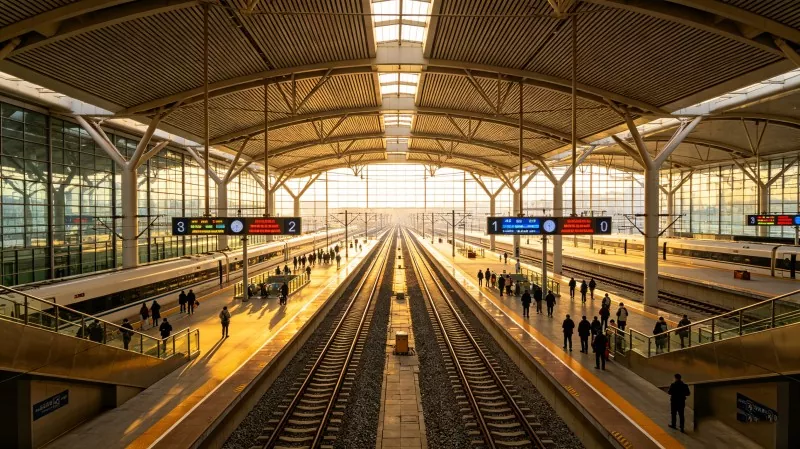 Stație de hub feroviar de mare viteză structurată din oțel