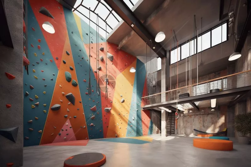 Sală de gimnastică interioară cu structură de oțel
